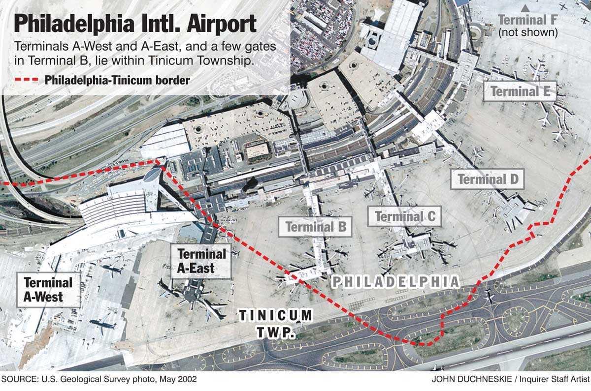 Philadelphia alþjóðaflugvöllur kort
