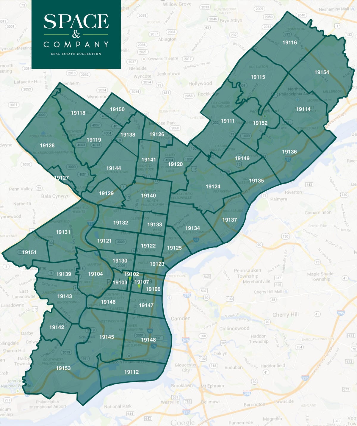póstnúmer kort Philadelphia