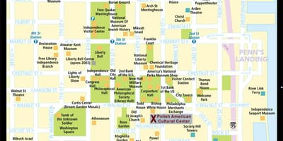 Kort af sögulegum Philadelphia