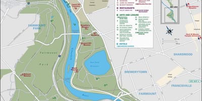 Kort af vegamót park Philadelphia